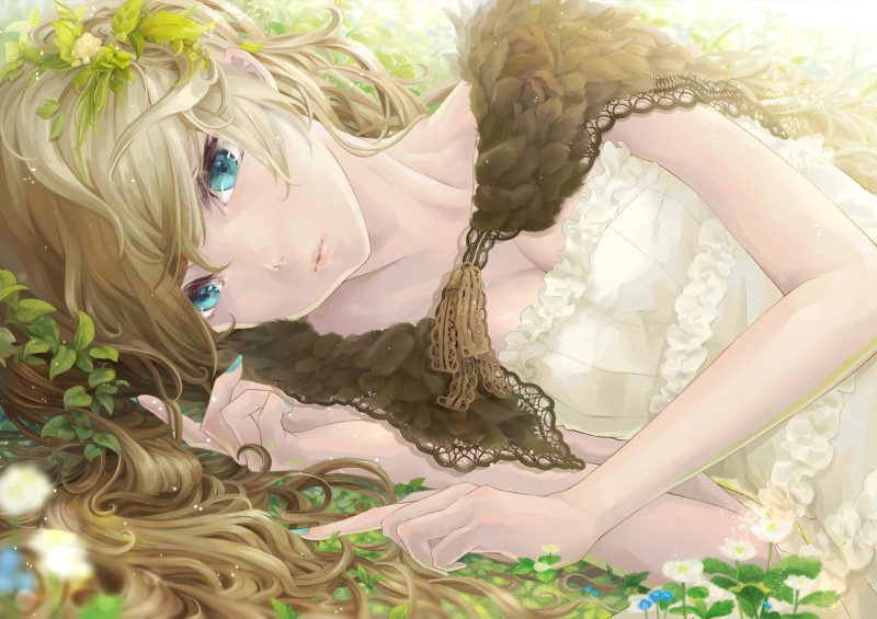Anime girl with blonde hair and blue eyes