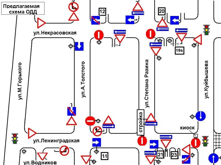 Карта с знаками дорожного движения