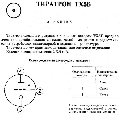 Тиратрон тх4б схема включения